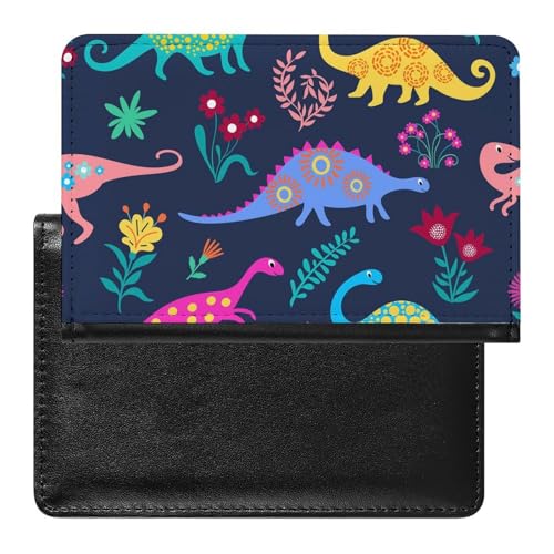 NYKVTG Reisepasshülle Bunter Dinosaurier Reisepass Tasche Reise Gadget Impfpass Hülle Für Damen Herren von NYKVTG