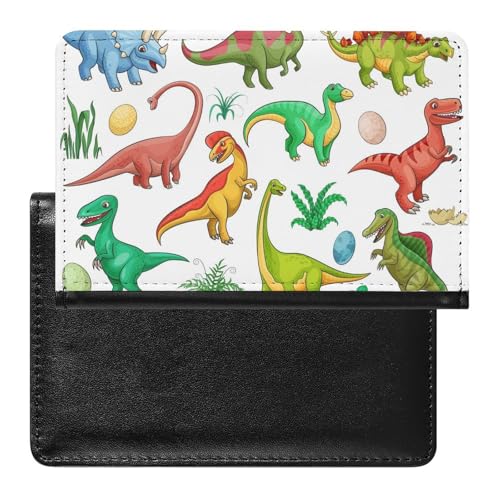 NYKVTG Reisepasshülle Cartoon Dinosaurier Reisepass Tasche Reise Gadget Impfpass Hülle Für Damen Herren von NYKVTG