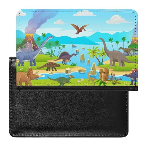 NYKVTG Reisepasshülle Cartoon Dinosaurier Reisepass Tasche Reise Gadget Impfpass Hülle Für Damen Herren von NYKVTG