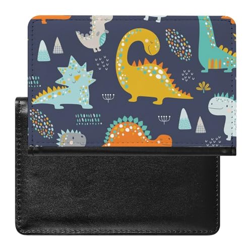 NYKVTG Reisepasshülle Cartoon-Dinosaurier Reisepass Tasche Reise Gadget Impfpass Hülle Für Damen Herren von NYKVTG