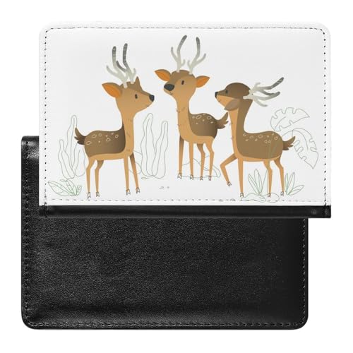 NYKVTG Reisepasshülle Cartoon-Hirsch Reisepass Schutzhülle Geldbörsen Für Kreditkarten Ausweis Reisedokumente von NYKVTG
