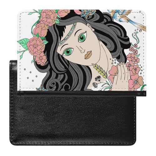 NYKVTG Reisepasshülle Cartoon-Mädchen Reisepass Schutzhülle Geldbörsen Für Kreditkarten Ausweis Reisedokumente von NYKVTG