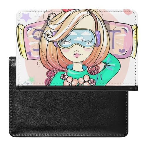 NYKVTG Reisepasshülle Cartoon Mädchen Reisepass Schutzhülle Geldbörsen Für Kreditkarten Ausweis Reisedokumente von NYKVTG