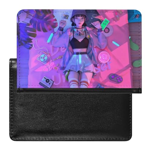 NYKVTG Reisepasshülle Dampfwelle Mädchen Reisepass Tasche Reise Gadget Impfpass Hülle Für Damen Herren von NYKVTG