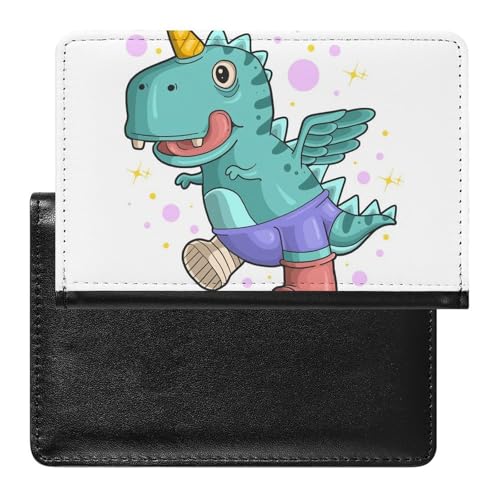 NYKVTG Reisepasshülle Dinosaurier Einhorn Reisepass Tasche Reise Gadget Impfpass Hülle Für Damen Herren von NYKVTG