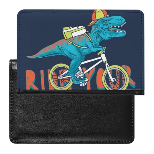 NYKVTG Reisepasshülle Dinosaurier-Fahrrad Reisepass Schutzhülle Geldbörsen Für Kreditkarten Ausweis Reisedokumente von NYKVTG