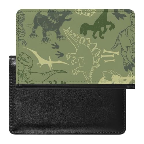 NYKVTG Reisepasshülle Dinosaurier Grün Reisepass Tasche Reise Gadget Impfpass Hülle Für Damen Herren von NYKVTG