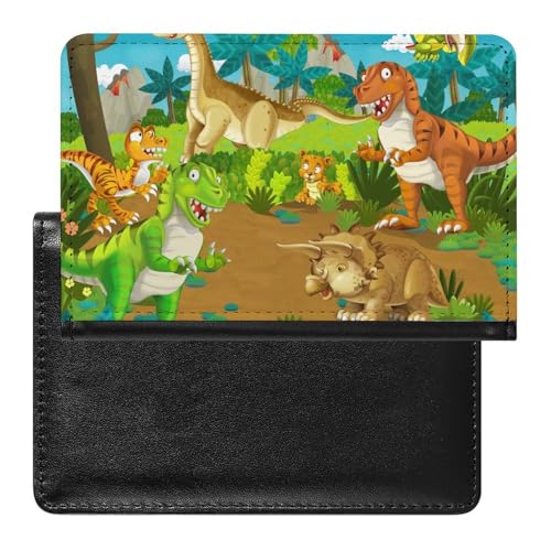 NYKVTG Reisepasshülle Dinosaurier Reisepass Tasche Reise Gadget Impfpass Hülle Für Damen Herren von NYKVTG