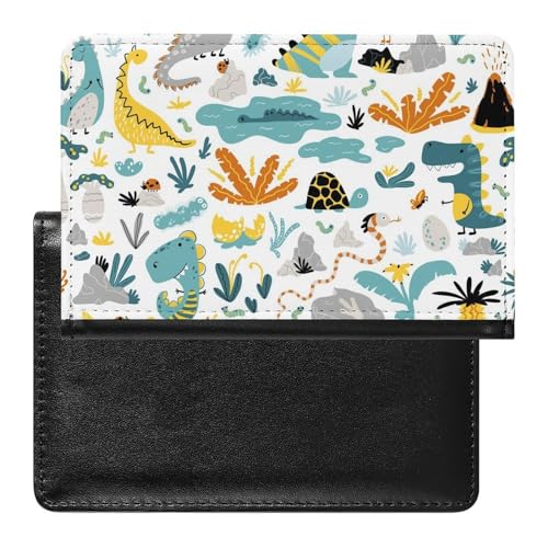 NYKVTG Reisepasshülle Dinosaurier Reisepass Tasche Reise Gadget Impfpass Hülle Für Damen Herren von NYKVTG