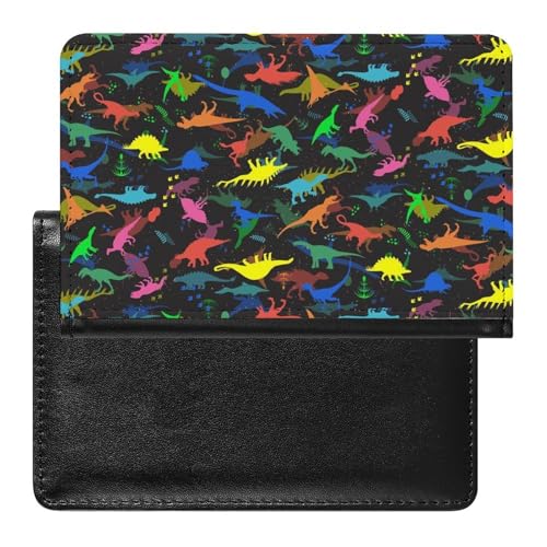 NYKVTG Reisepasshülle Farbige Dinosaurier Reisepass Tasche Reise Gadget Impfpass Hülle Für Damen Herren von NYKVTG