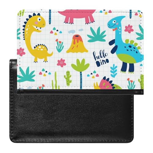 NYKVTG Reisepasshülle Farbige Dinosaurier Reisepass Tasche Reise Gadget Impfpass Hülle Für Damen Herren von NYKVTG