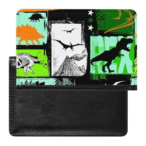 NYKVTG Reisepasshülle Farbiger Dinosaurier Reisepass Schutzhülle Geldbörsen Für Kreditkarten Ausweis Reisedokumente von NYKVTG