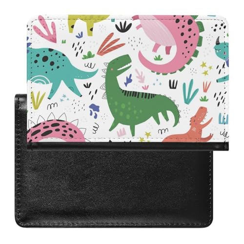 NYKVTG Reisepasshülle Farbiger Dinosaurier Reisepass Tasche Reise Gadget Impfpass Hülle Für Damen Herren von NYKVTG