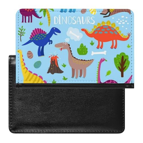 NYKVTG Reisepasshülle Farbiger Dinosaurier Reisepass Tasche Reise Gadget Impfpass Hülle Für Damen Herren von NYKVTG