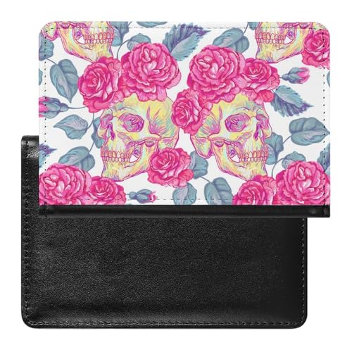 NYKVTG Reisepasshülle Farbiger Totenkopf Reisepass Tasche Reise Gadget Impfpass Hülle Für Damen Herren von NYKVTG