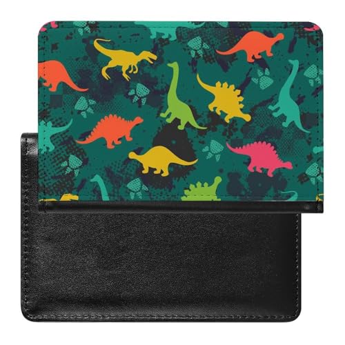 NYKVTG Reisepasshülle Farbiges Dinosaurier Reisepass Schutzhülle Geldbörsen Für Kreditkarten Ausweis Reisedokumente von NYKVTG