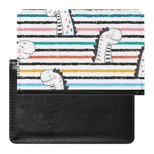 NYKVTG Reisepasshülle Gestreifter Dinosaurier Reisepass Schutzhülle Geldbörsen Für Kreditkarten Ausweis Reisedokumente von NYKVTG