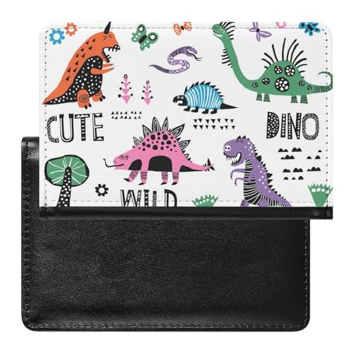 NYKVTG Reisepasshülle Grün Rosa Dinosaurier Reisepass Tasche Reise Gadget Impfpass Hülle Für Damen Herren von NYKVTG