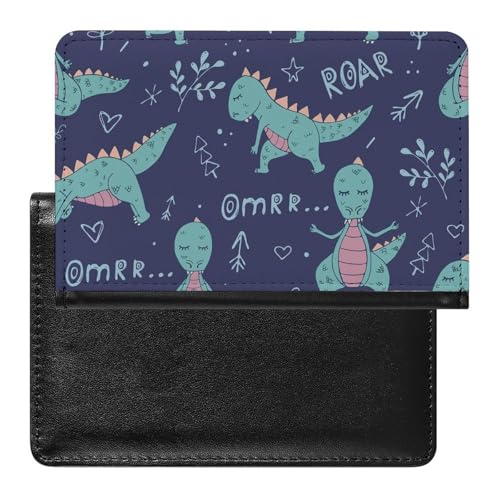 NYKVTG Reisepasshülle Grüne Dinosaurier Reisepass Schutzhülle Geldbörsen Für Kreditkarten Ausweis Reisedokumente von NYKVTG