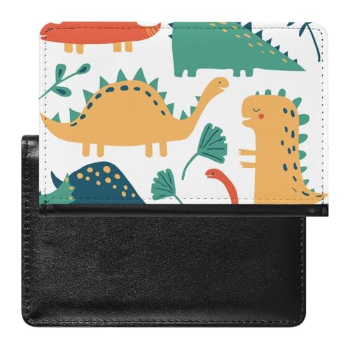 NYKVTG Reisepasshülle Grüner Gelber Dinosaurier Reisepass Schutzhülle Geldbörsen Für Kreditkarten Ausweis Reisedokumente von NYKVTG