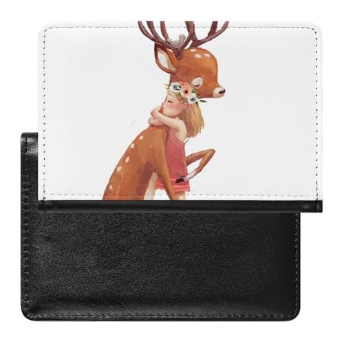 NYKVTG Reisepasshülle Hübsches Mädchen REH Reisepass Schutzhülle Geldbörsen Für Kreditkarten Ausweis Reisedokumente von NYKVTG