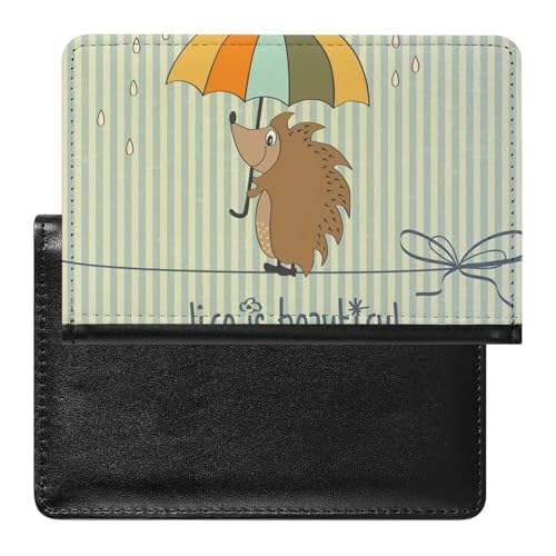 NYKVTG Reisepasshülle Igel Regenschirm Reisepass Schutzhülle Geldbörsen Für Kreditkarten Ausweis Reisedokumente von NYKVTG