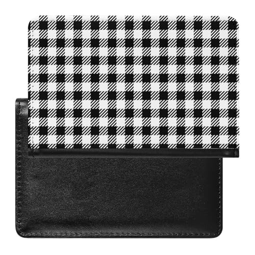 NYKVTG Reisepasshülle Kariert Schwarz Reisepass Tasche Reise Gadget Impfpass Hülle Für Damen Herren von NYKVTG