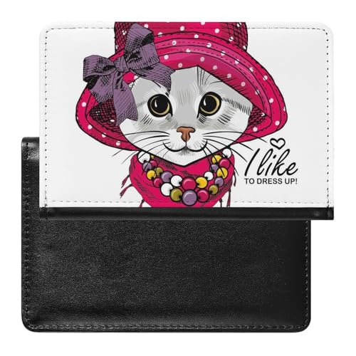 NYKVTG Reisepasshülle Katze Hut Schal Reisepass Schutzhülle Geldbörsen Für Kreditkarten Ausweis Reisedokumente von NYKVTG