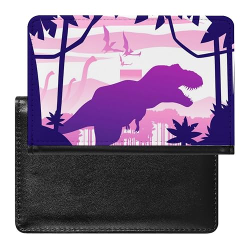 NYKVTG Reisepasshülle Lila Dinosaurier Reisepass Tasche Reise Gadget Impfpass Hülle Für Damen Herren von NYKVTG