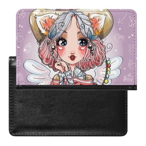 NYKVTG Reisepasshülle Mädchen Flügel Kaninchen Reisepass Schutzhülle Geldbörsen Für Kreditkarten Ausweis Reisedokumente von NYKVTG