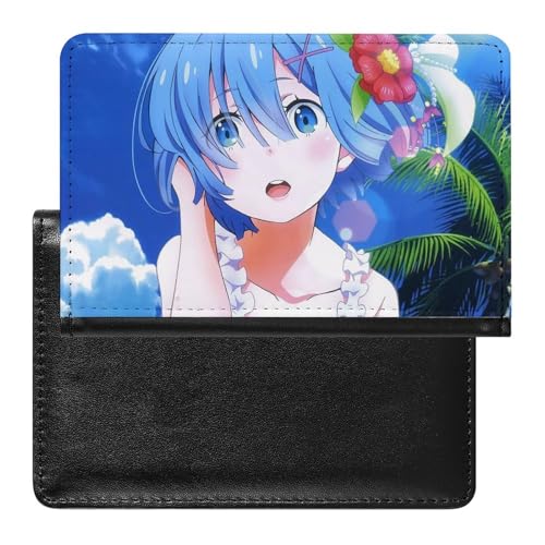 NYKVTG Reisepasshülle Mädchen Mit Blauen Haaren Reisepass Schutzhülle Geldbörsen Für Kreditkarten Ausweis Reisedokumente von NYKVTG