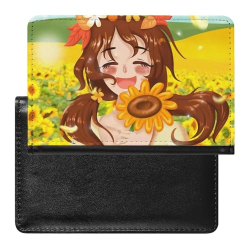 NYKVTG Reisepasshülle Mädchen Sonnenblume Reisepass Schutzhülle Geldbörsen Für Kreditkarten Ausweis Reisedokumente von NYKVTG