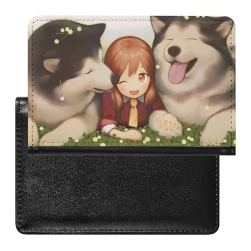 NYKVTG Reisepasshülle Mädchen Und Hund Reisepass Schutzhülle Geldbörsen Für Kreditkarten Ausweis Reisedokumente von NYKVTG