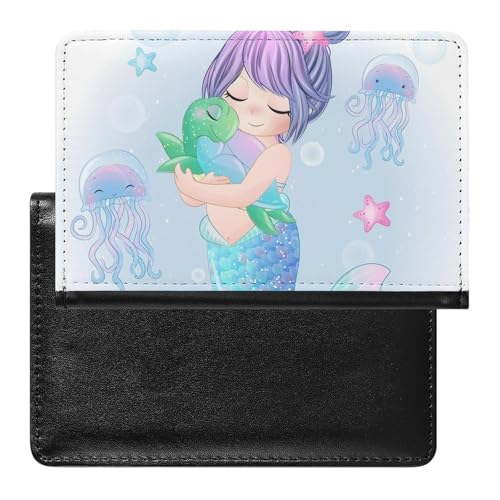 NYKVTG Reisepasshülle Meerjungfrau-Mädchen Reisepass Schutzhülle Geldbörsen Für Kreditkarten Ausweis Reisedokumente von NYKVTG