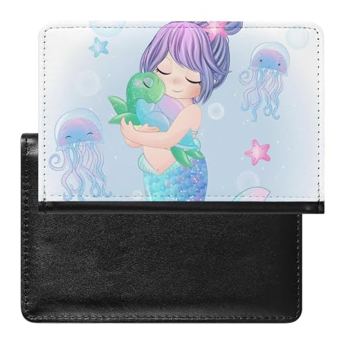 NYKVTG Reisepasshülle Meerjungfrau Mädchen Reisepass Tasche Reise Gadget Impfpass Hülle Für Damen Herren von NYKVTG