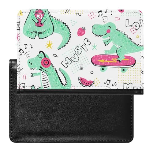 NYKVTG Reisepasshülle Musik Dinosaurier Reisepass Schutzhülle Geldbörsen Für Kreditkarten Ausweis Reisedokumente von NYKVTG