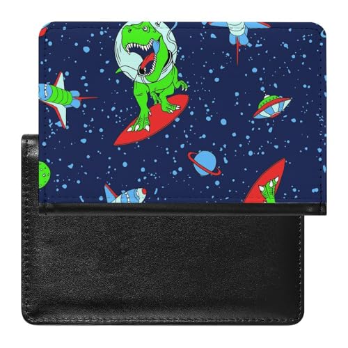 NYKVTG Reisepasshülle Raumschiff Dinosaurier Reisepass Tasche Reise Gadget Impfpass Hülle Für Damen Herren von NYKVTG