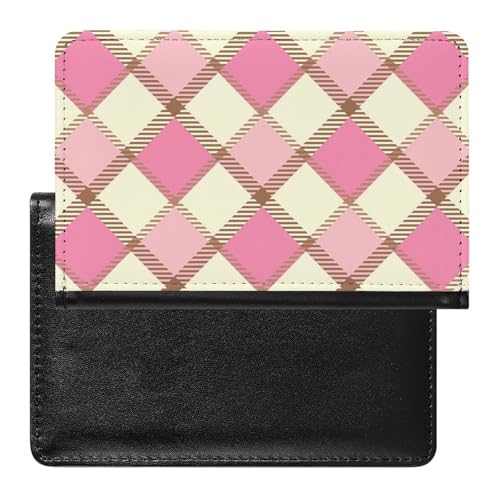 NYKVTG Reisepasshülle Rosa Kariert Reisepass Tasche Reise Gadget Impfpass Hülle Für Damen Herren von NYKVTG