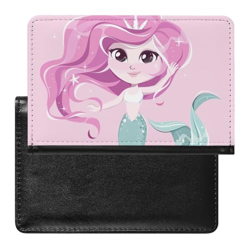 NYKVTG Reisepasshülle Rosa Meerjungfrauen-Mädchen Reisepass Schutzhülle Geldbörsen Für Kreditkarten Ausweis Reisedokumente von NYKVTG
