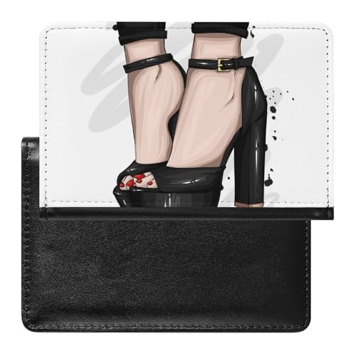 NYKVTG Reisepasshülle Schwarze High Heels Reisepass Tasche Reise Gadget Impfpass Hülle Für Damen Herren von NYKVTG