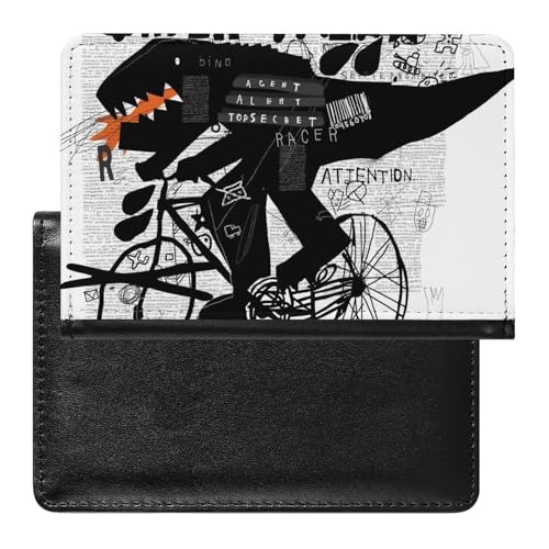 NYKVTG Reisepasshülle Schwarzer Dinosaurier Reisepass Schutzhülle Geldbörsen Für Kreditkarten Ausweis Reisedokumente von NYKVTG