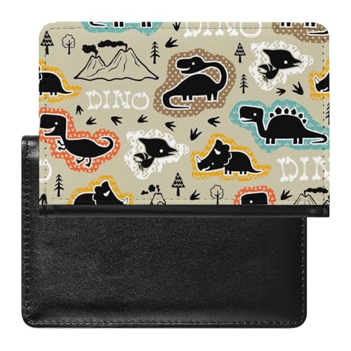 NYKVTG Reisepasshülle Schwarzer Dinosaurier Reisepass Tasche Reise Gadget Impfpass Hülle Für Damen Herren von NYKVTG