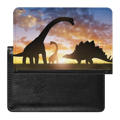 NYKVTG Reisepasshülle Schwarzer Dinosaurier Reisepass Tasche Reise Gadget Impfpass Hülle Für Damen Herren von NYKVTG