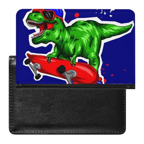 NYKVTG Reisepasshülle Skateboard Dinosaurier Reisepass Schutzhülle Geldbörsen Für Kreditkarten Ausweis Reisedokumente von NYKVTG