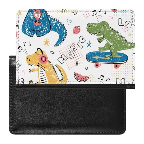 NYKVTG Reisepasshülle Skateboard-Dinosaurier Reisepass Tasche Reise Gadget Impfpass Hülle Für Damen Herren von NYKVTG