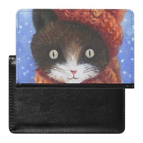 NYKVTG Reisepasshülle Süße Schal-Katze Reisepass Schutzhülle Geldbörsen Für Kreditkarten Ausweis Reisedokumente von NYKVTG