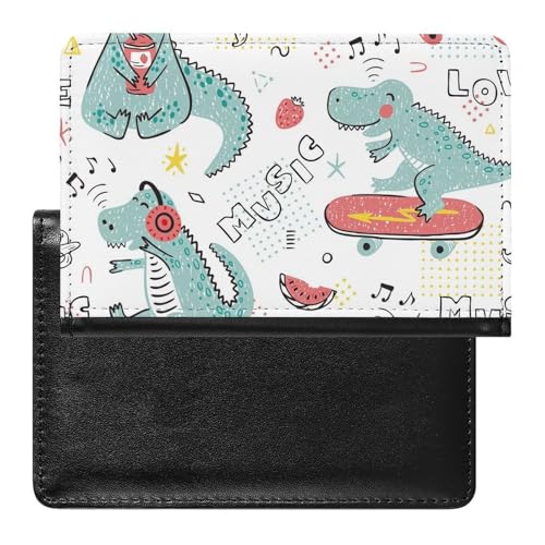 NYKVTG Reisepasshülle Süßer Dinosaurier Reisepass Schutzhülle Geldbörsen Für Kreditkarten Ausweis Reisedokumente von NYKVTG
