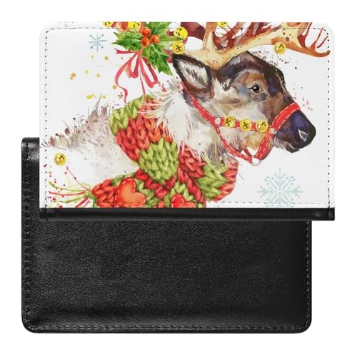 NYKVTG Reisepasshülle Weihnachts-Elch Reisepass Tasche Reise Gadget Impfpass Hülle Für Damen Herren von NYKVTG