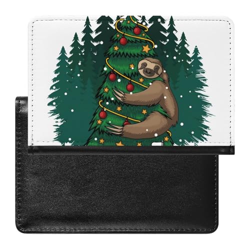 NYKVTG Reisepasshülle Weihnachts-Faultier Reisepass Tasche Reise Gadget Impfpass Hülle Für Damen Herren von NYKVTG