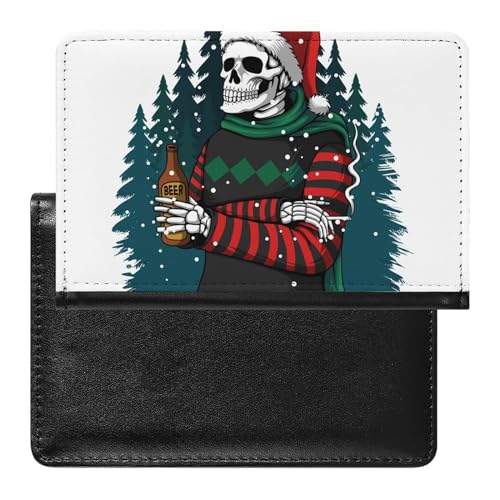 NYKVTG Reisepasshülle Weihnachts-Totenkopf Reisepass Schutzhülle Geldbörsen Für Kreditkarten Ausweis Reisedokumente von NYKVTG